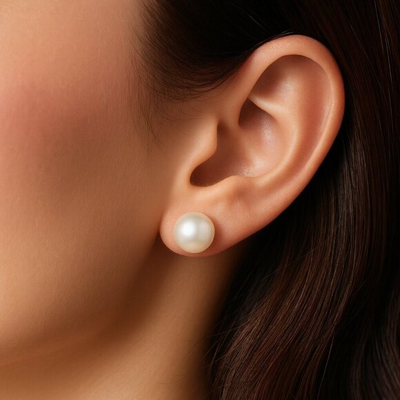 🆕️Modern Chic Pearl And Gold Bead Necklace On Leather Cord + Bonus Earrings - Picture 3 of 11